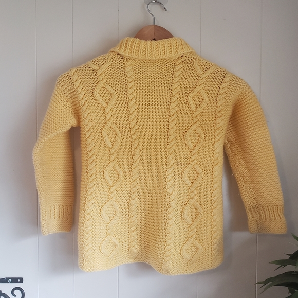 Vintage Handmade Knit Yellow Toddler Sweater Baby 80s 90s 2T Cottagecore Knit - Picture 2 of 6